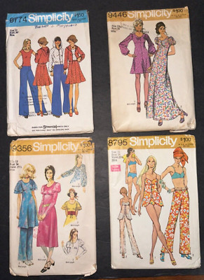 4 Simplicity Patterns Sewing 9356 8795 9446 6774 Size 12 Vintage 1970 ...