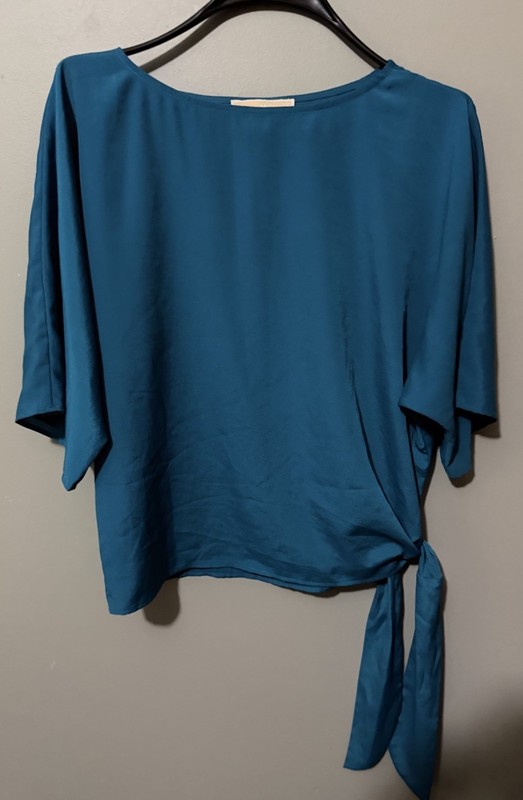 Michael Michael Kors Teal Side Tie Short Sleeve Blouse Size S
