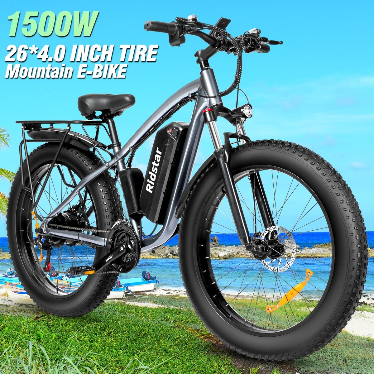 1500W 48V 15Ah 26'' Fat Tire EMTB Electric Bike High-Speed 30+ mile Trail  Riding