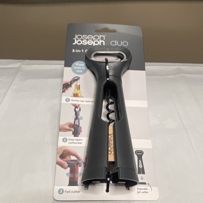 Joseph Joseph Duo 3-in-1 Bottle Opener Corkscrew Foil Cutter Grey