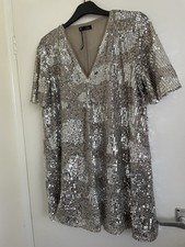 Trf Collection Zara Size L Silver Sequin Short Dress / Tunic