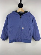 Vintage Carhartt Active Sherpa Lined Lilac Kids Hooded Work Jacket Size XS 6/7