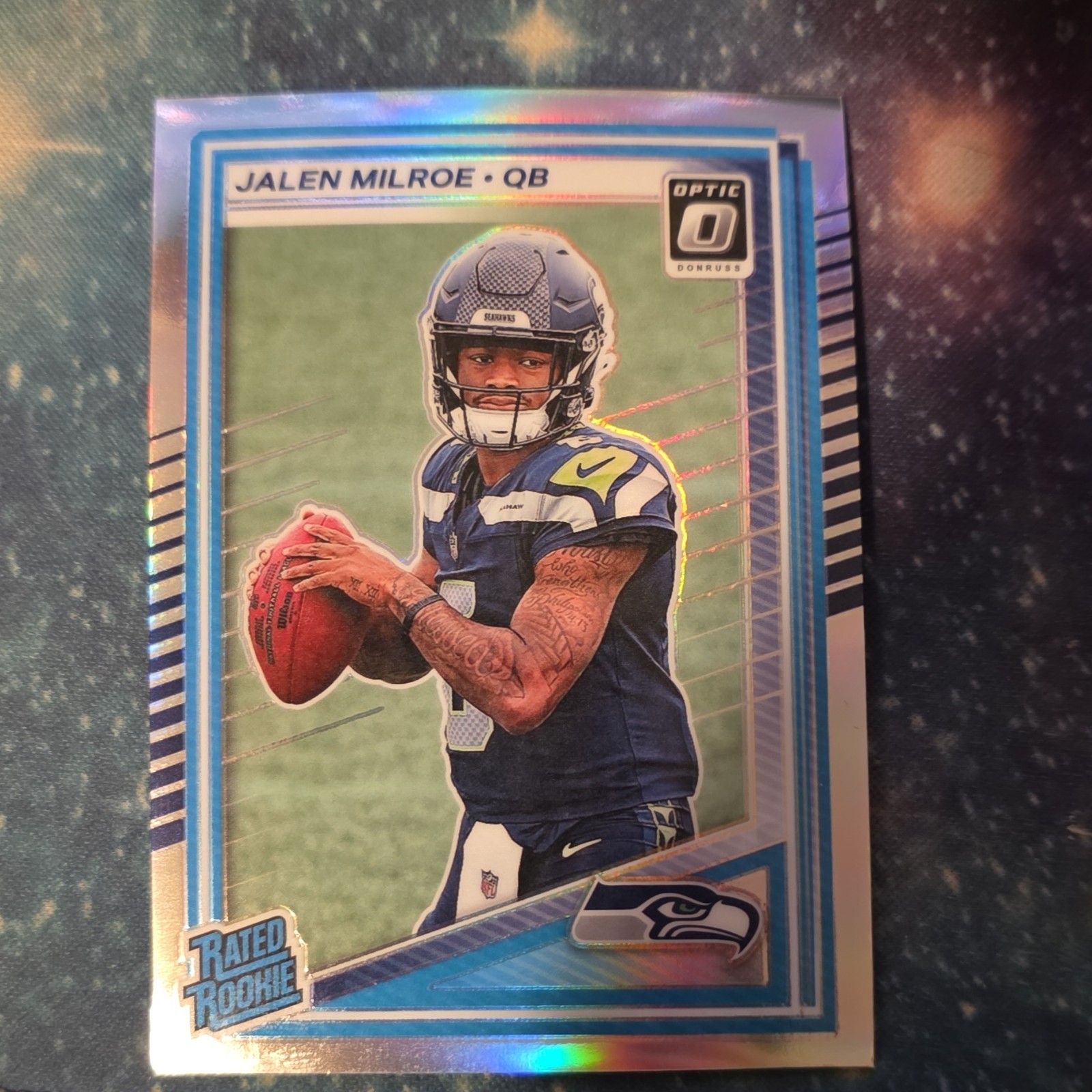 Panini 2025 Donruss Optic Rated Rookie Holo Prizm Jalen Milroe #253 Seahawks