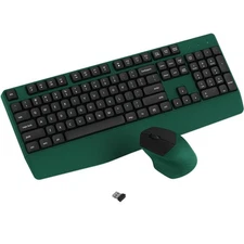 Wireless Keyboard and Mouse Combo Ergonomic Keyboard with Wrist Rest and Wire...