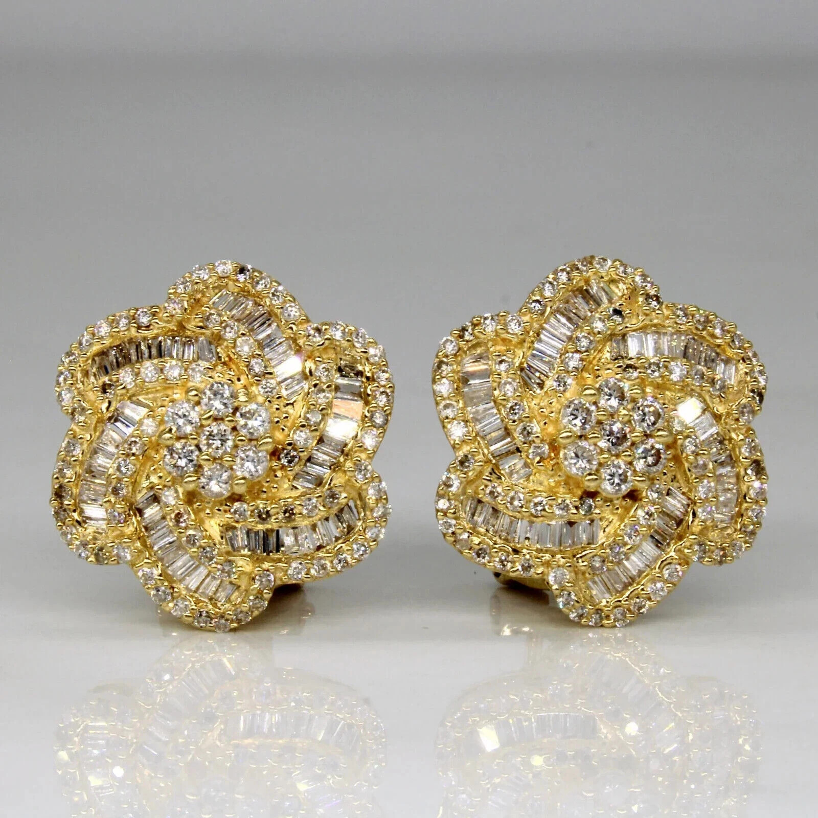 2Ct Round Cut Lab Created Diamond Flower Wear Earring 14K Yellow Gold Over