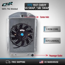 3 Row Aluminum Radiatorfan For 1937 Chevy Sedan Street Rod Sbc V8 Engine Swap 3 Row Aluminum Radiatorfan For 1937 Chevy Sedan Street Rod Sbc V8 Engine Swap