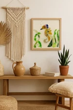 Handmade Sea Glass Seahorse Art – Florida Coastal Studio Piece | Signed & Dated