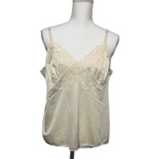 Shadowline Vintage Lace Trim Camisole Top 42 Ivory Cream Good Adjustable Straps