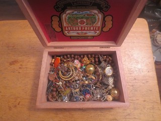 junk drawer jewelry lot old rings old watch chains earrings estate sale jewelry