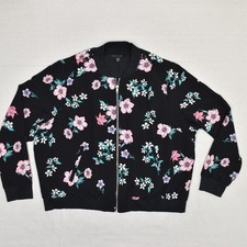 Lane Bryant Women Full Zip Bomber Jacker Flor...