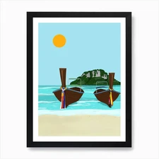 Tropical Beach Thailand Art Print Framed Wall Art Poster Canvas Print Picture
