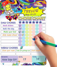 Magnetic Chore Chart for Kids 8.5X12 - Dry Erase Chore Chart Magnetic - Weekly C