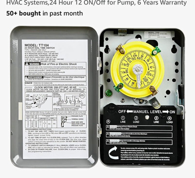 Aooashet TT104 Mechanical Timer Switch 208-277V AC DPST 40A Manual Override