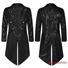Victorian Jacket for Men Steampunk Sequin Tailcoat Gothic Frock Coat Halloween