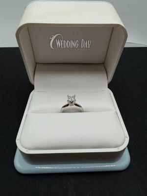 GIA Certified 0.64ct Rectangular Diamond Ring | 14K White Gold Solitaire