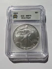 2003 American Silver Eagle, Type I, 1 oz .999 Silver, ICG Graded MS70