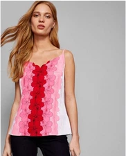 Ted Baker Romaa Happiness Scallop Detail Cami Size 3 (US 8) Pink Floral Print