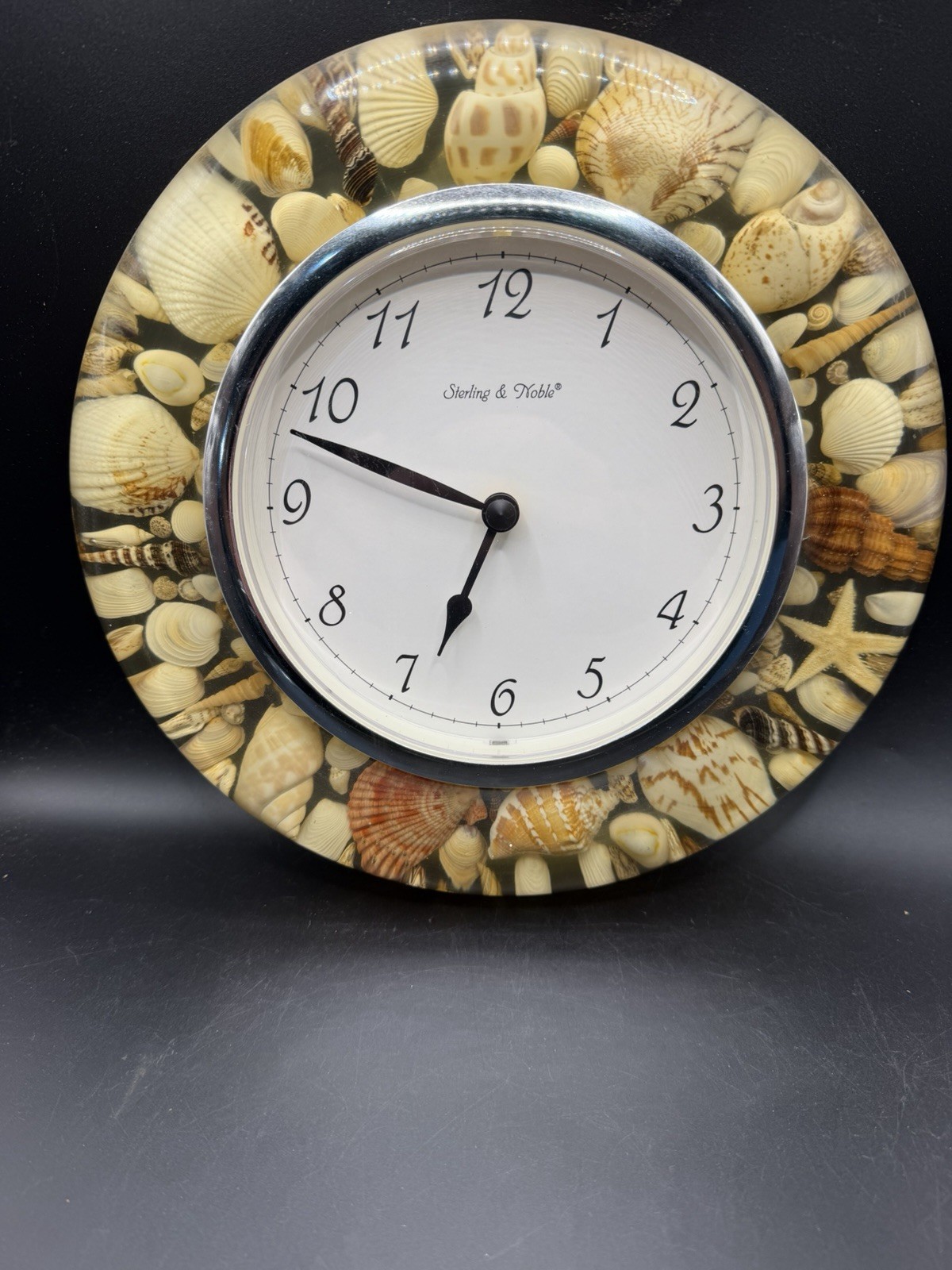 Sterling & Noble Lucite Seashell Wall Clock Translucent Coastal Decor Works