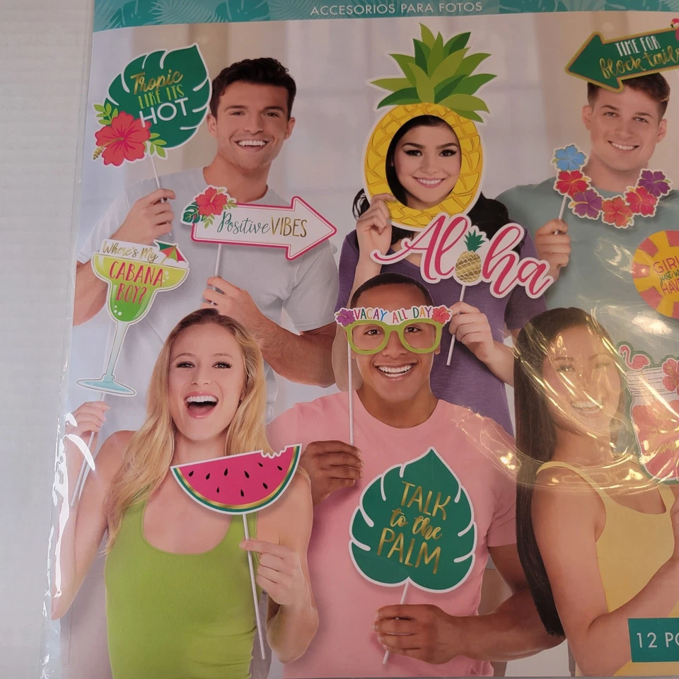 Accesorios para fotos de fiesta Tropical Luau - Tema Aloha, 12 piezas Primavera Verano Tiki Foto 4 de 4