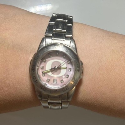 Sun Time Diamond Dial Pink Woman s Watch with O in the face working battery 