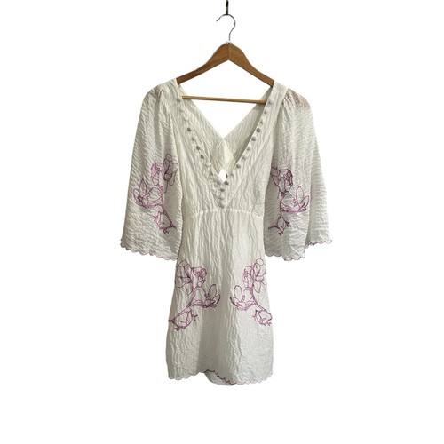 Joslin Isadora Dress Size 8AU 4 S Silk Linen Embroidery Mini Limited Edition - Bild 6 von 14