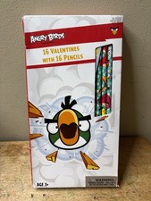 Angry Birds 16 Valentines w/16 Pencils NEW in Box By Rovio