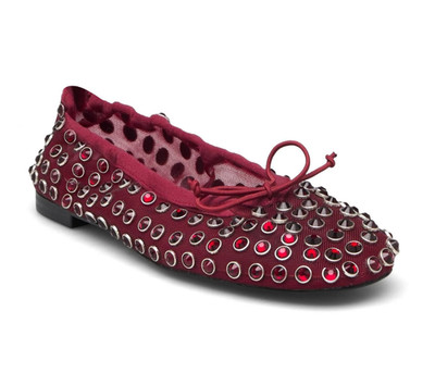 NEW MANGO MNG RED STUDDED RHINESTONE MESH BALLERINA BALLET FLATS SHOES 37 US 6.5