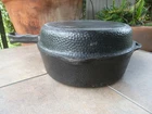2 Rare GRISWOLD #8 Hammered Hinged Cast Iron Deep Skillet Pan Lid #2040 #2028
