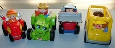 Fisher Price 5 Chunky LITTLE PEOPLE  4 VEHICLES Bus Car Front Loader  Tractor