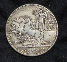 5 Lire Quadriga Briosa   1914 VEIII Regno d'Italia   capsula omaggio