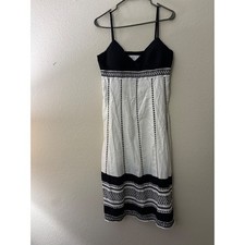 Eliza J New York Black White Dress Sleeveless Casual Summer Midi Size 12(A722)