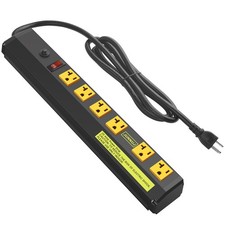 Heavy Duty Metal Power Strip 20 Amp High Amp Surge Protector 6 Outlet 15ft