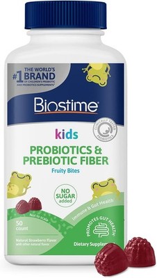 Biostime Kids Probiotics + Prebiotic Fiber Fruity Bites 50ct Gut Health Gummies