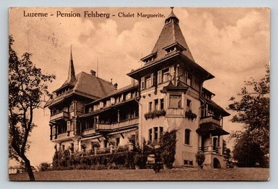 Luzerne Switzerland Pension Felsberg Chalet Marguerite Postcard 1911
