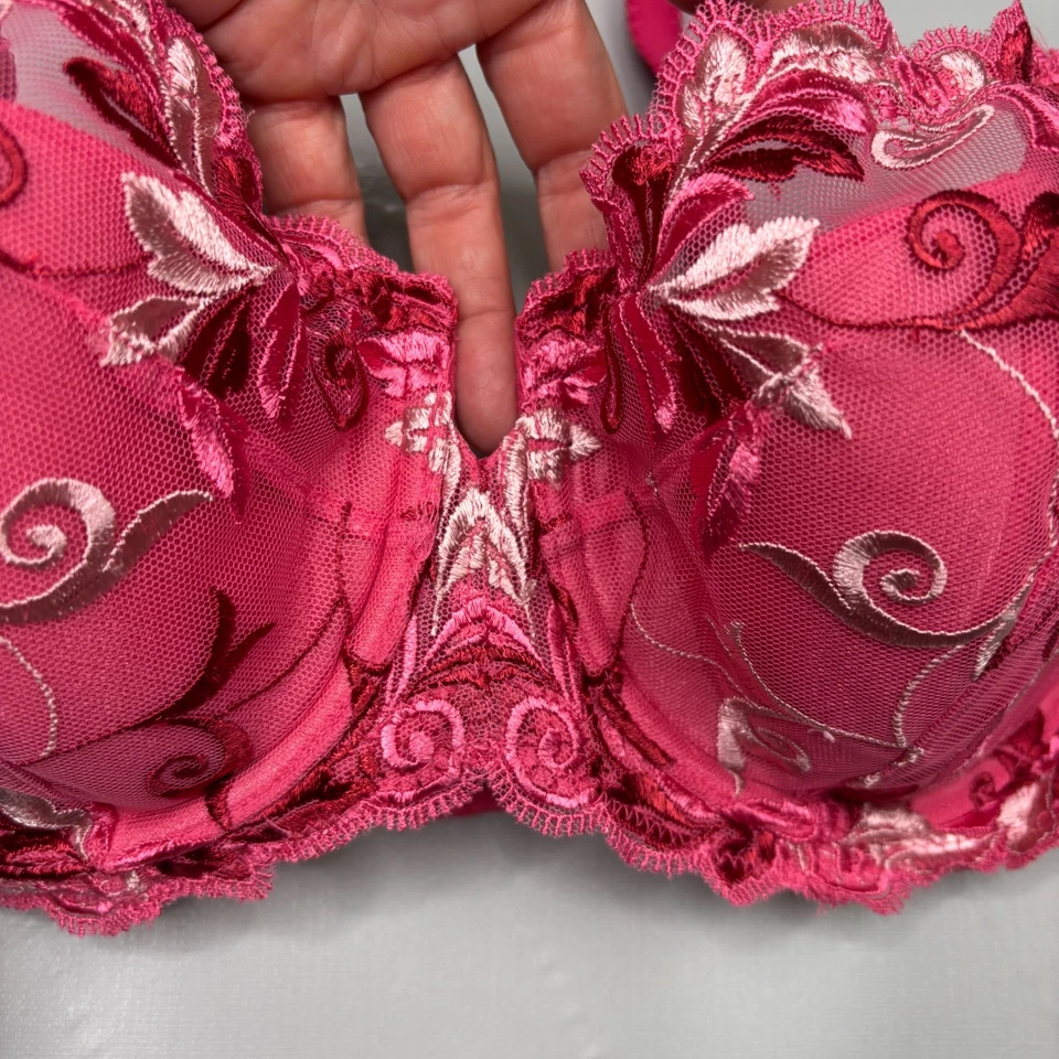 Soma Sensuous Lace Lined Bra 38D Embroidered Underwire Pink Adjustable Strap - Image 3 of 4