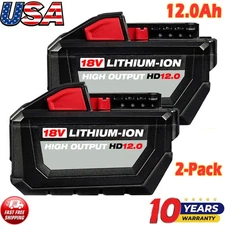 2 Pack For Milwaukee for M18 12.0AH Battery Lithium Extended Capacity 48-11-1812