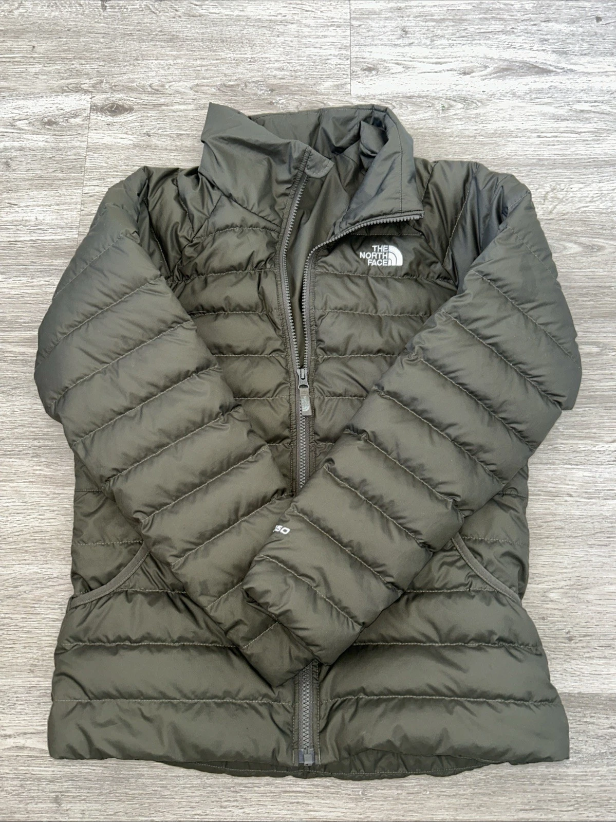 North Face Girls XL Oliver Green Jacket Down Fill Goose Feather
