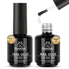 beetles Gel Polish 9 In 1 Nail Glue for Clear 0.5 Fl Oz (Pack of 2) 