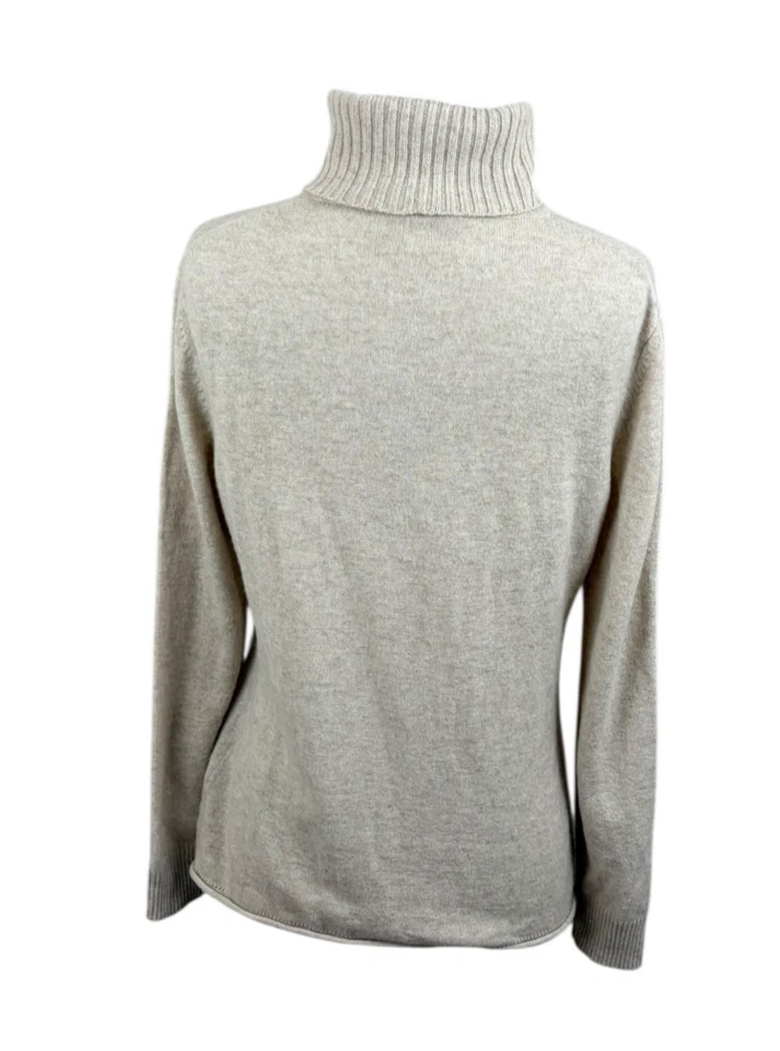 Suéter Lafayette 148 New York Tostado Neutro 100% Cachemira Cuello Alto M Lujo Foto 3 de 4