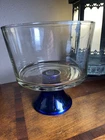 Vintage Cobalt Blue Glass Pedestal Footed Trifle Bowl Anchor Hocking Monaco Dish