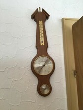 Wetteruhr mit Thermometer braun/gold