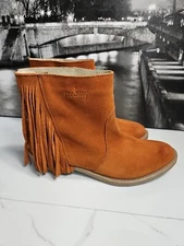 Coolway Tan Brown Suede Leather Flatform Pull-on Ankle Boots Sz 8 Made In Spain