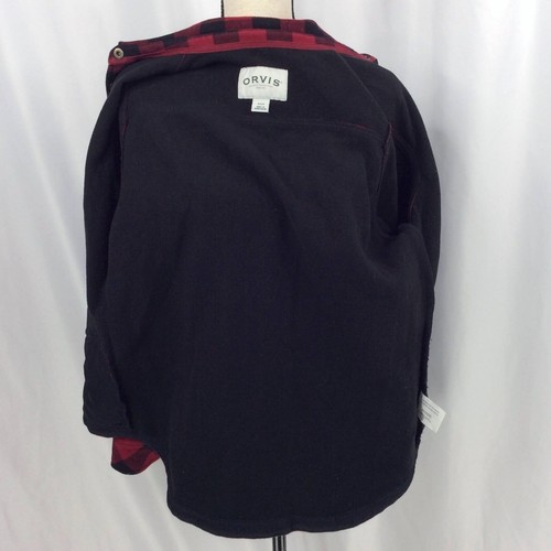 Orvis Women's Small Red Buffalo Plaid Fleece Lined Snap Shirt Jacket Shacket - Picture 9 of 11