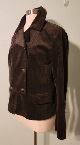 NWOT Talbots Dark Olive Velvet Military Style Button Lapel Blazer Jacket Size 14 - Picture 6 of 16