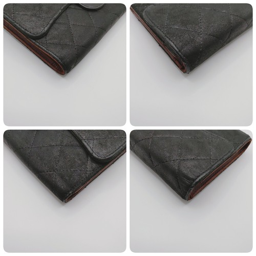 Auth CHANEL Matelasse - Black Lambskin Long Wallet Japan Coco Mark Trifold Card - Bild 24 von 24