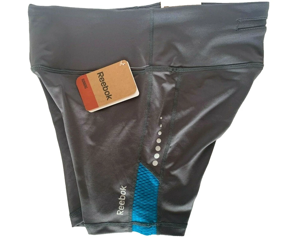 NEW! Reebok [S] Women's Compression Run/Track/Gym/Yoga Shorts-Grey - Image 2 of 3