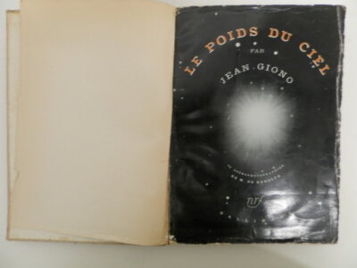 Le poids du ciel - Giono Jean / Gallimard / 1938. 32 tavole fotografiche f.t b/n