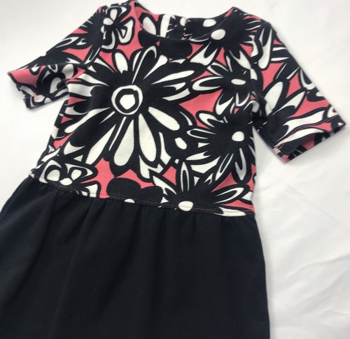 Gymboree Retired Dress Sz 6 Flowers Black White Pink Floral Abstract 239 - Picture 5 of 9