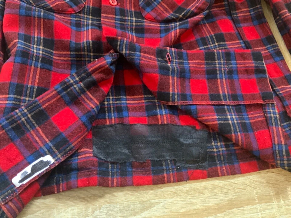VTG USA PENDLETON WOOL SHIRT CHECK PLAID ROCKABILLY HOT ROD S 36” - Image 4 of 4