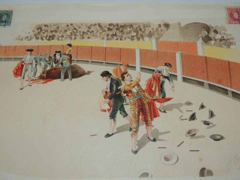 GRAVURE 19ème TAUROMACHIE CORRIDA TORERO  DANIEL PEREA  CHROMOLITHOGRAPHIE - Photo 2/4